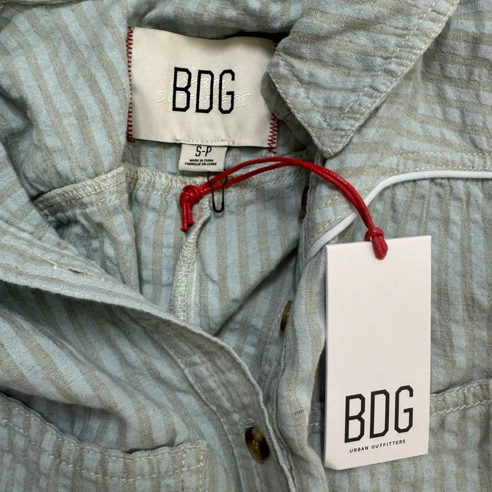 BDG Light Blue Striped Romper with a tie waist *NWT* - Picture 8 of 11